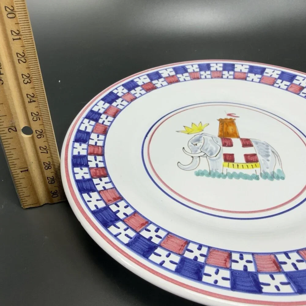 Sberna Deruta ROYAL ELEPHANT 8inch Plate Dish Set 4 Plates Dishes Made in‎ Italy